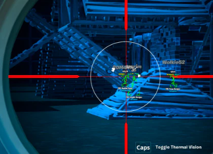 Fortnite aimbot lock with green skeleton ESP, FOV circle, and head-bone priority